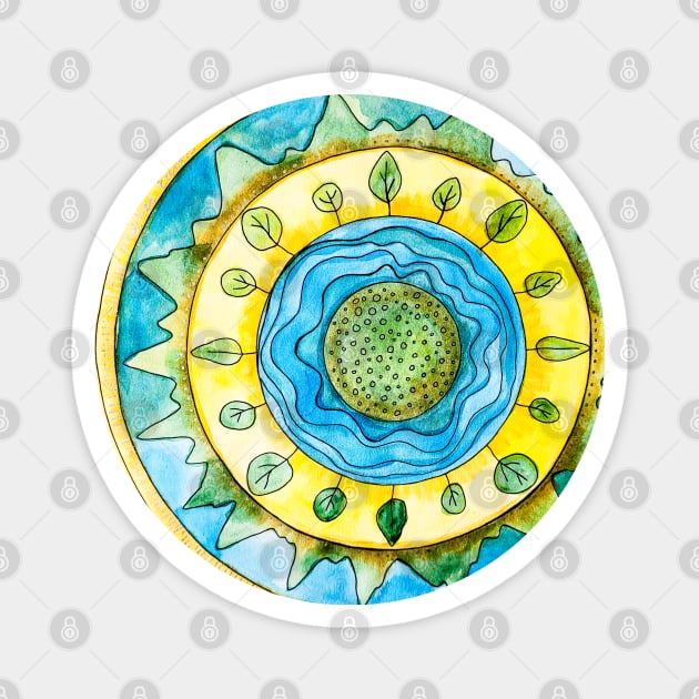 Planet Earth Mandala Magnet by Heartsake